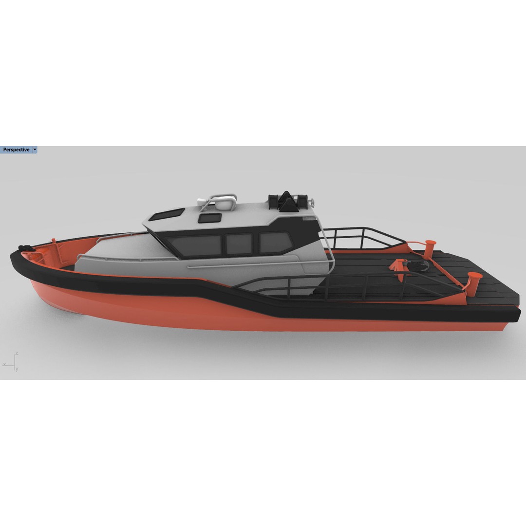 Palfinger Marine Work Boat 3D Model – High Detail Aluminium Vessel for Animation - View 10