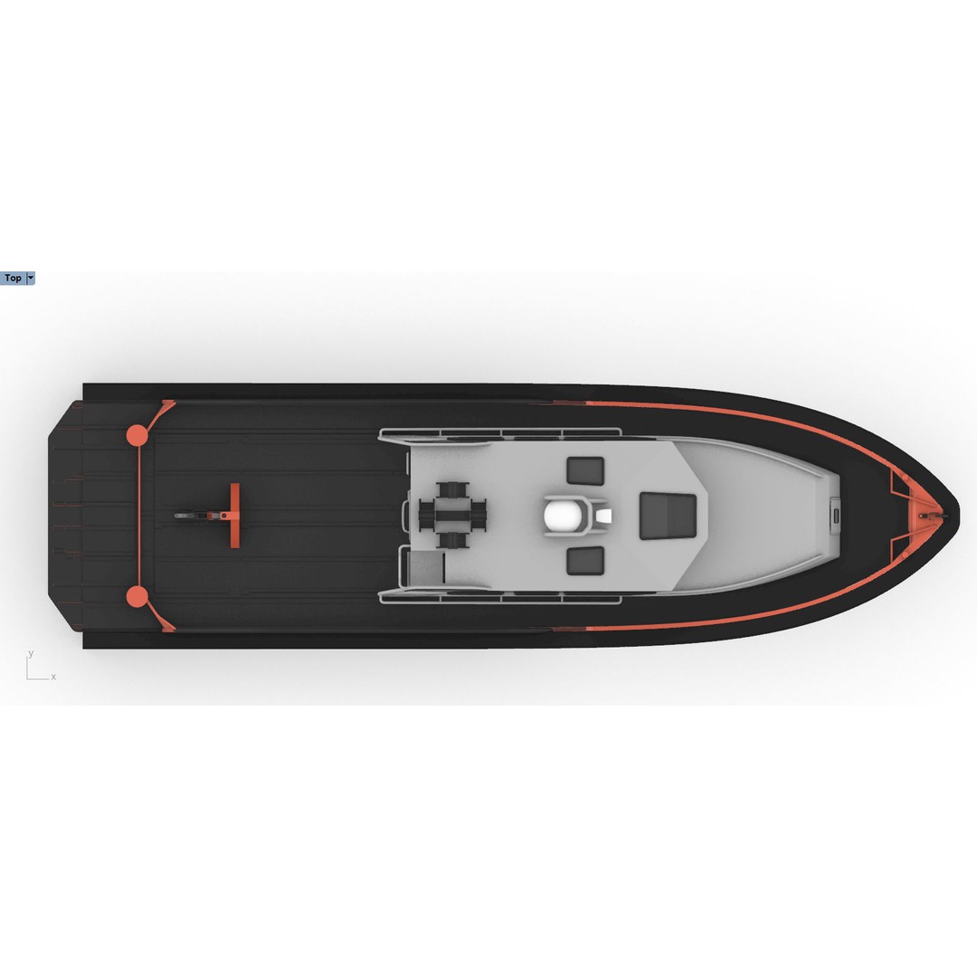 Palfinger Marine Work Boat 3D Model – High Detail Aluminium Vessel for Animation - View 12