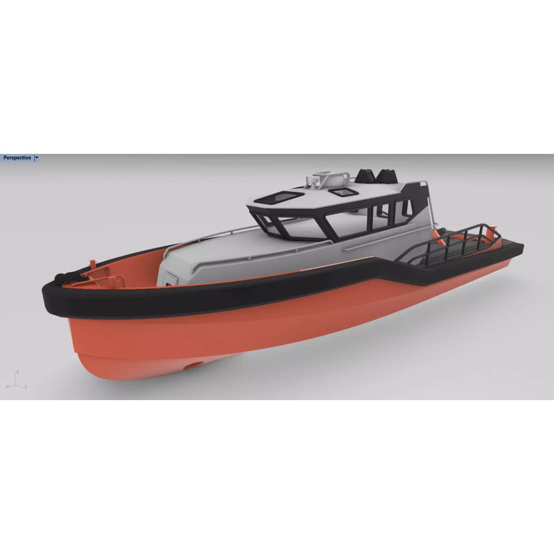 Palfinger Marine Work Boat 3D Model – High Detail Aluminium Vessel for Animation - View 2