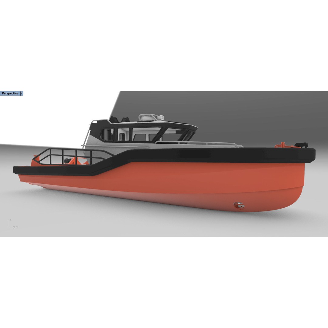 Palfinger Marine Work Boat 3D Model – High Detail Aluminium Vessel for Animation - View 5