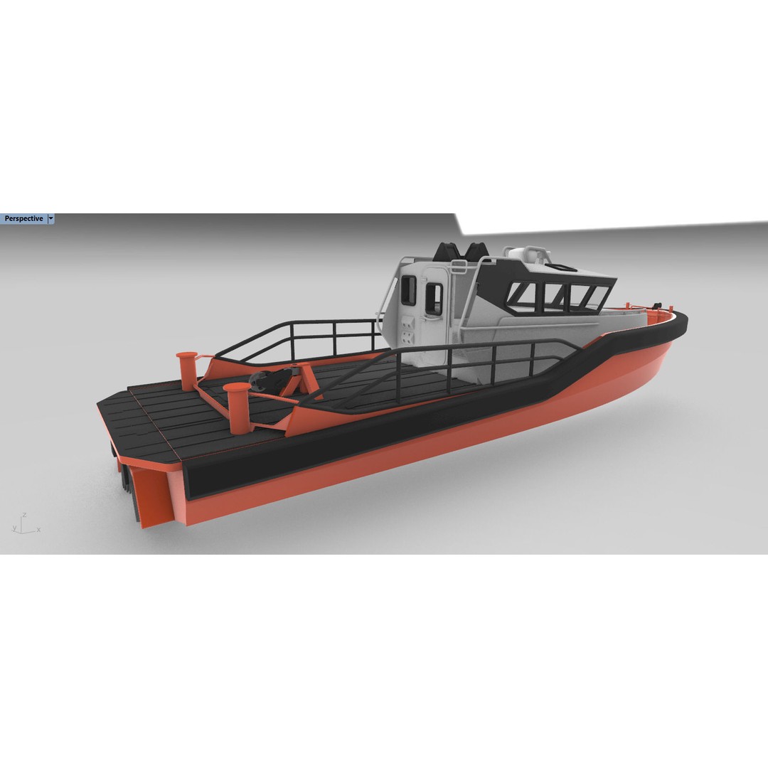 Palfinger Marine Work Boat 3D Model – High Detail Aluminium Vessel for Animation - View 7
