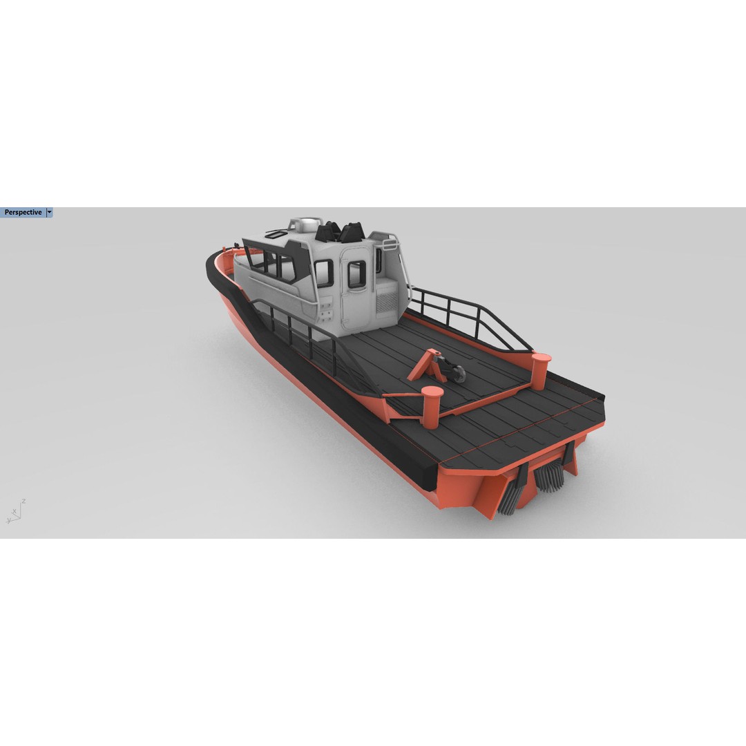 Palfinger Marine Work Boat 3D Model – High Detail Aluminium Vessel for Animation - View 8