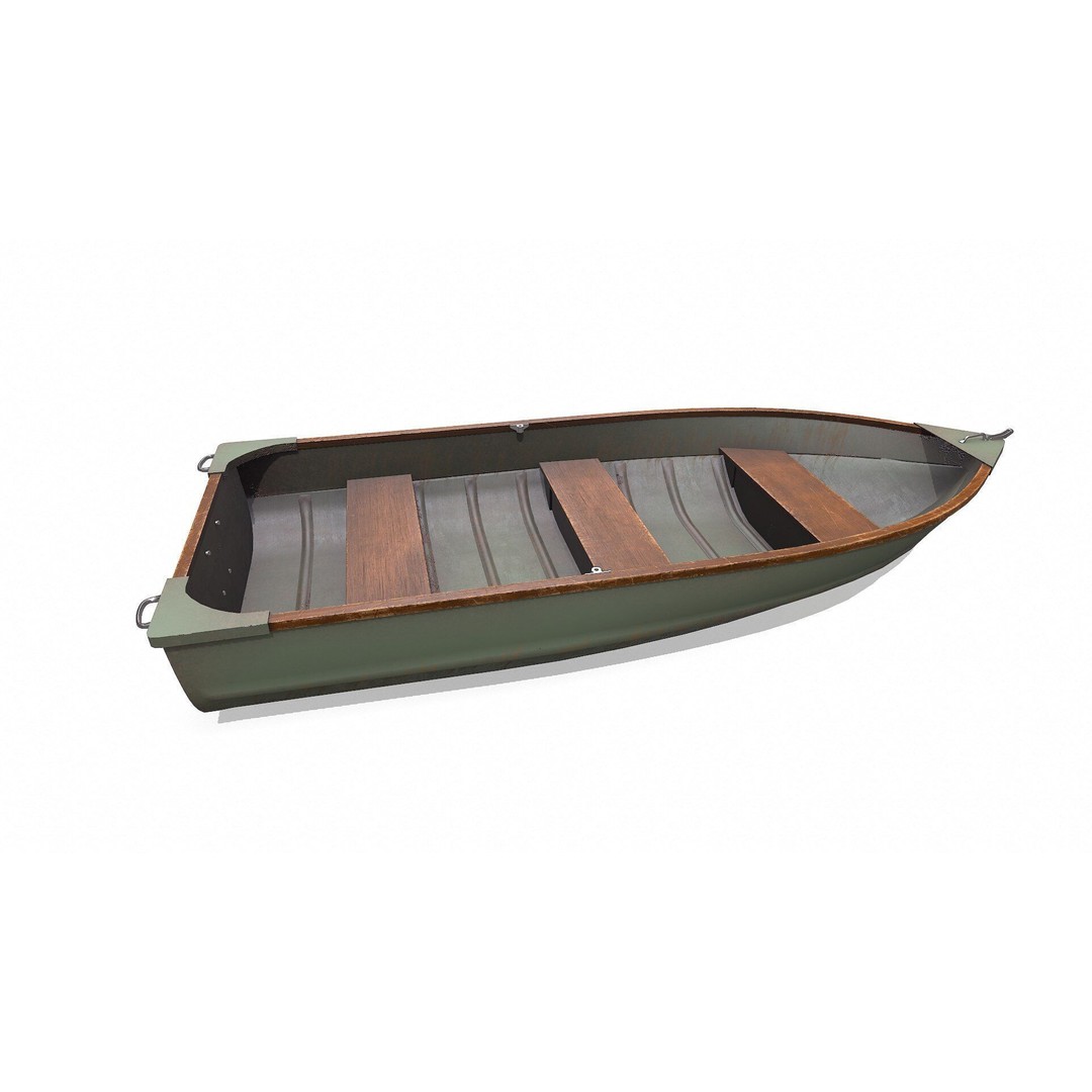 Old Metal Rowboat 3D Model – Low Poly PBR Game Asset, FBX, OBJ - View 11