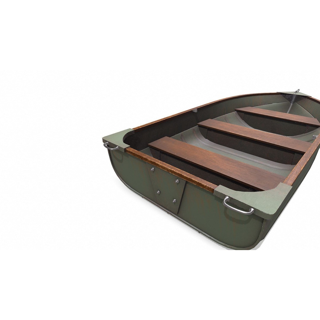 Old Metal Rowboat 3D Model – Low Poly PBR Game Asset, FBX, OBJ - View 19