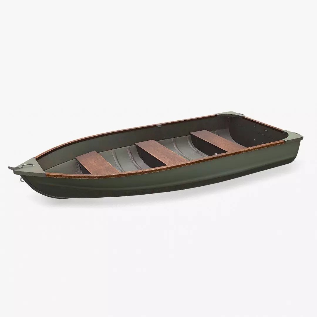 Old Metal Rowboat 3D Model – Low Poly PBR Game Asset, FBX, OBJ - View 2