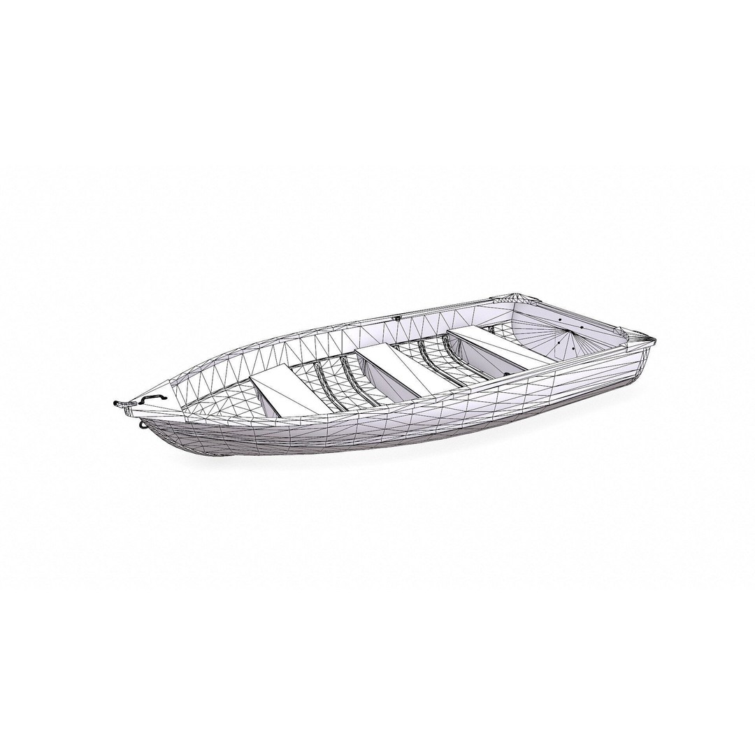 Old Metal Rowboat 3D Model – Low Poly PBR Game Asset, FBX, OBJ - View 22