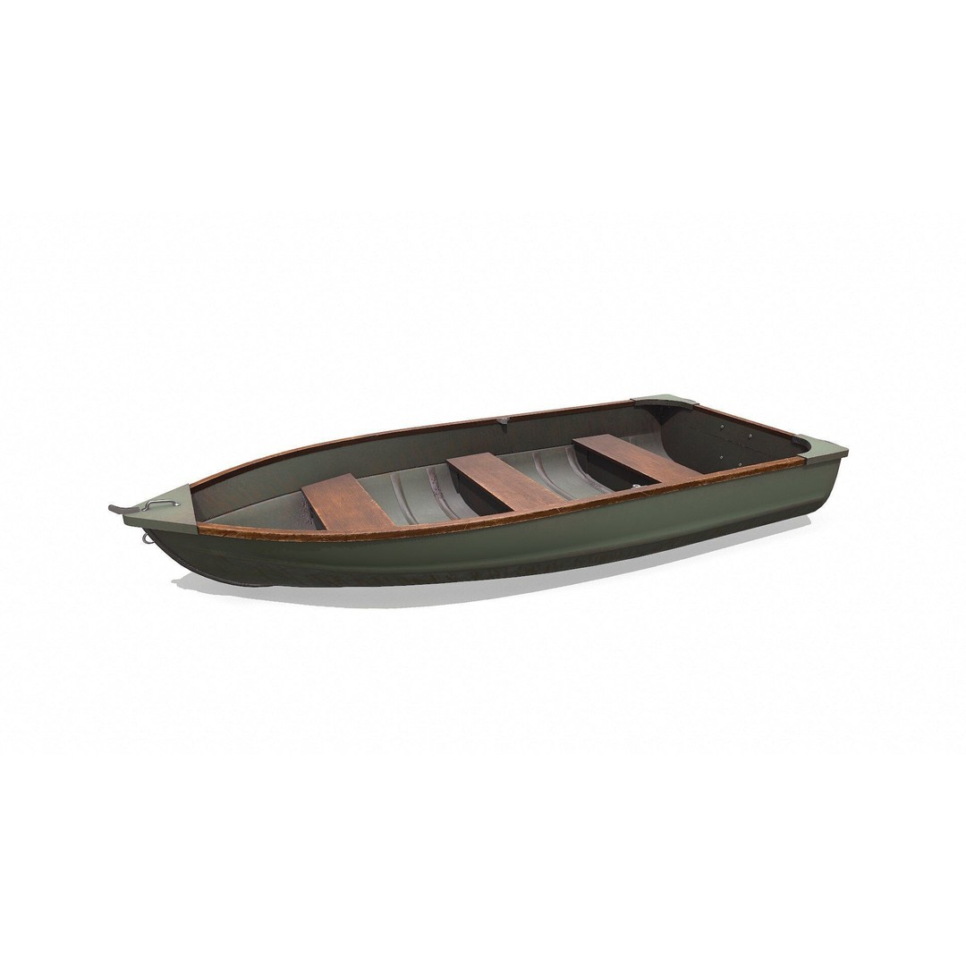 Old Metal Rowboat 3D Model – Low Poly PBR Game Asset, FBX, OBJ - View 3