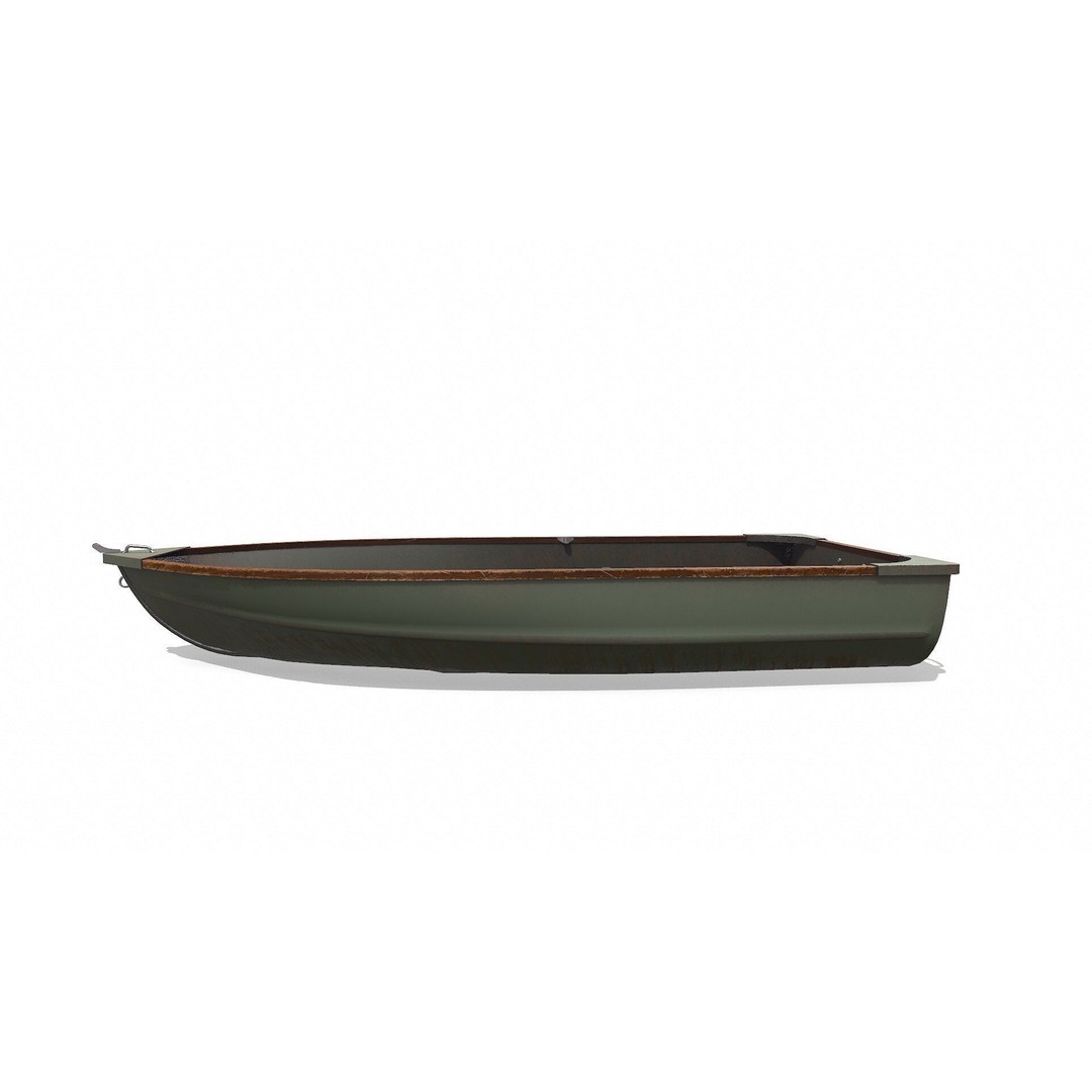 Old Metal Rowboat 3D Model – Low Poly PBR Game Asset, FBX, OBJ - View 4