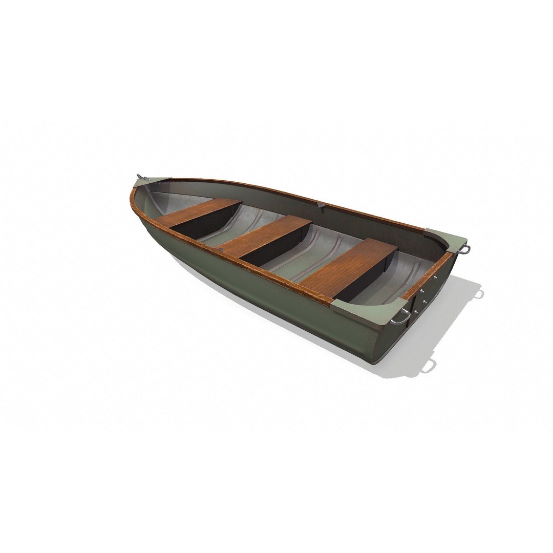 Old Metal Rowboat 3D Model – Low Poly PBR Game Asset, FBX, OBJ - View 7