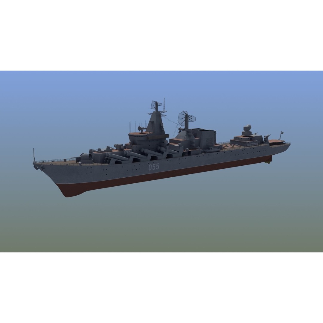 Russian Missile Cruiser 3D Model – Slava Class Naval Asset, FBX, PBR - View 11
