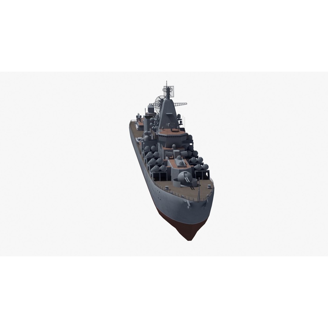 Russian Missile Cruiser 3D Model – Slava Class Naval Asset, FBX, PBR - View 12