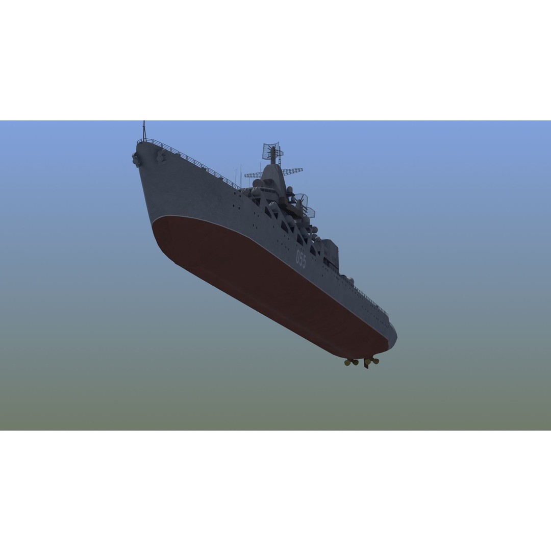 Russian Missile Cruiser 3D Model – Slava Class Naval Asset, FBX, PBR - View 13