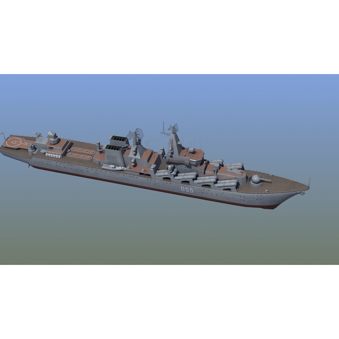 Russian Missile Cruiser 3D Model – Slava Class Naval Asset, FBX, PBR - View 14