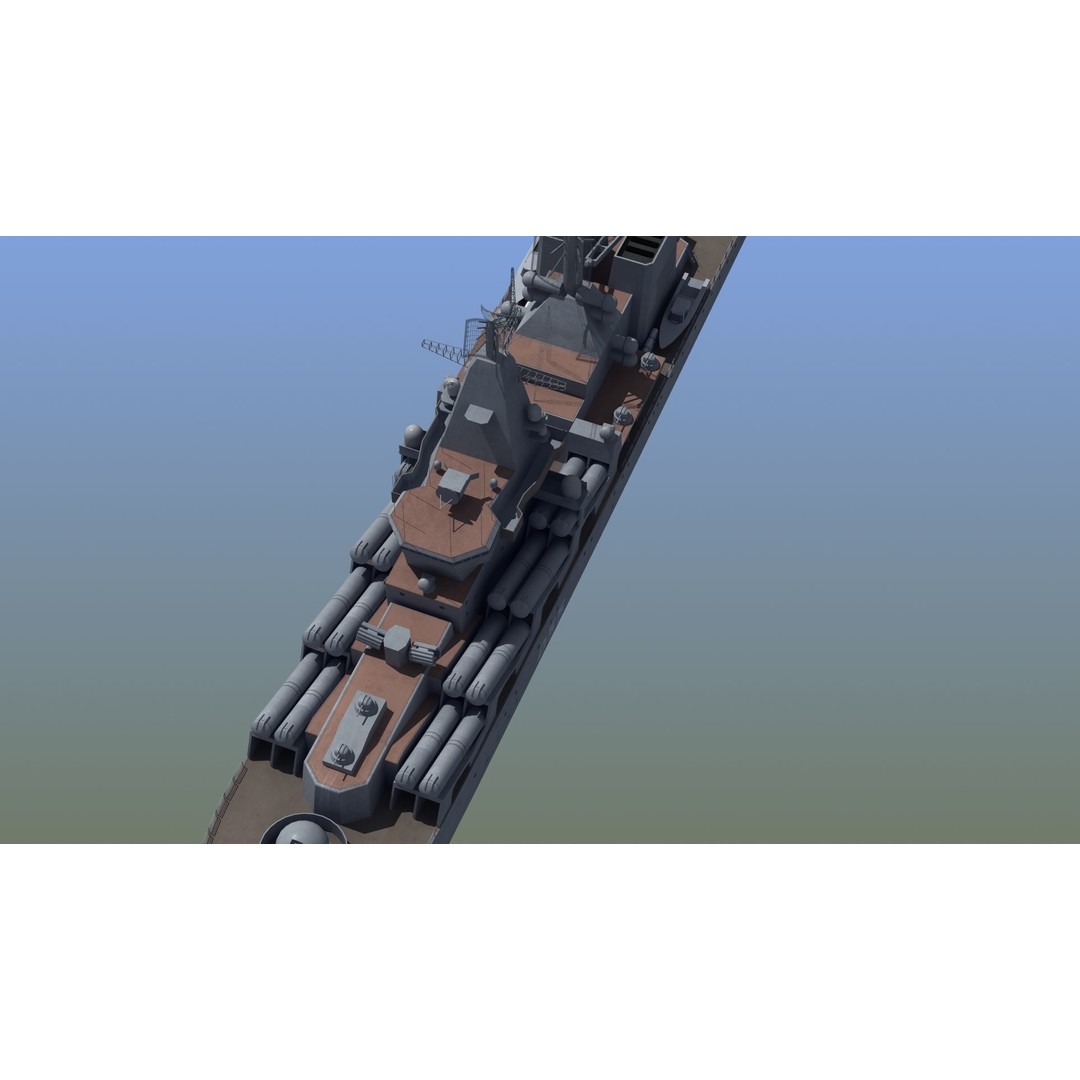 Russian Missile Cruiser 3D Model – Slava Class Naval Asset, FBX, PBR - View 15