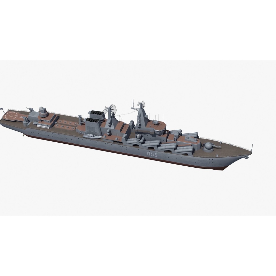 Russian Missile Cruiser 3D Model – Slava Class Naval Asset, FBX, PBR - View 16