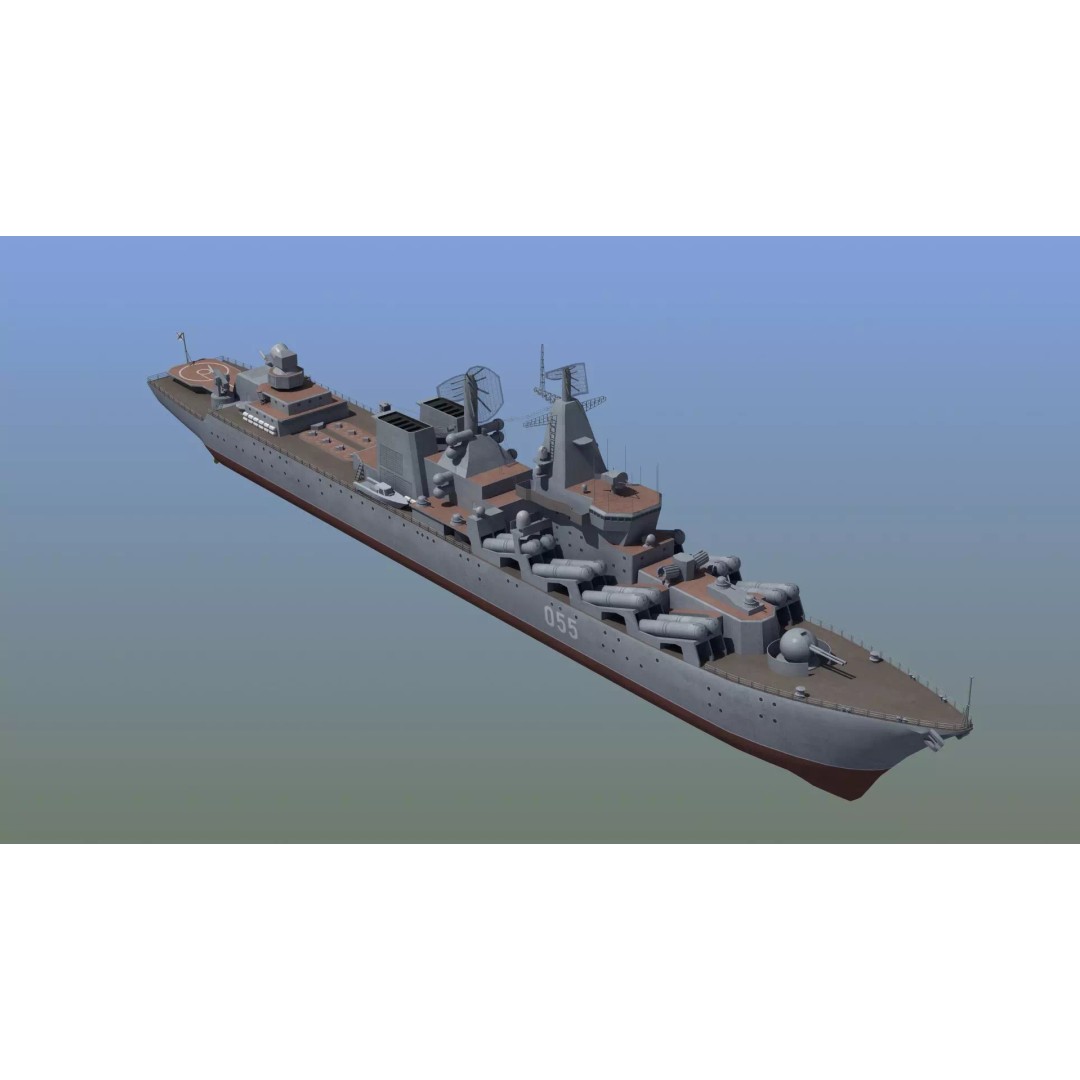 Russian Missile Cruiser 3D Model – Slava Class Naval Asset, FBX, PBR - View 2