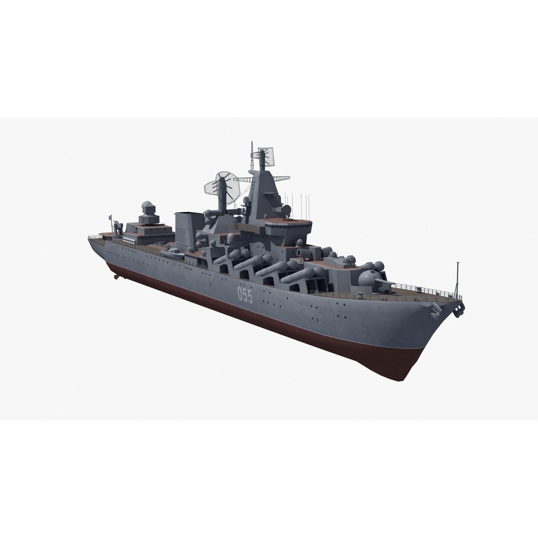 Russian Missile Cruiser 3D Model – Slava Class Naval Asset, FBX, PBR - View 22