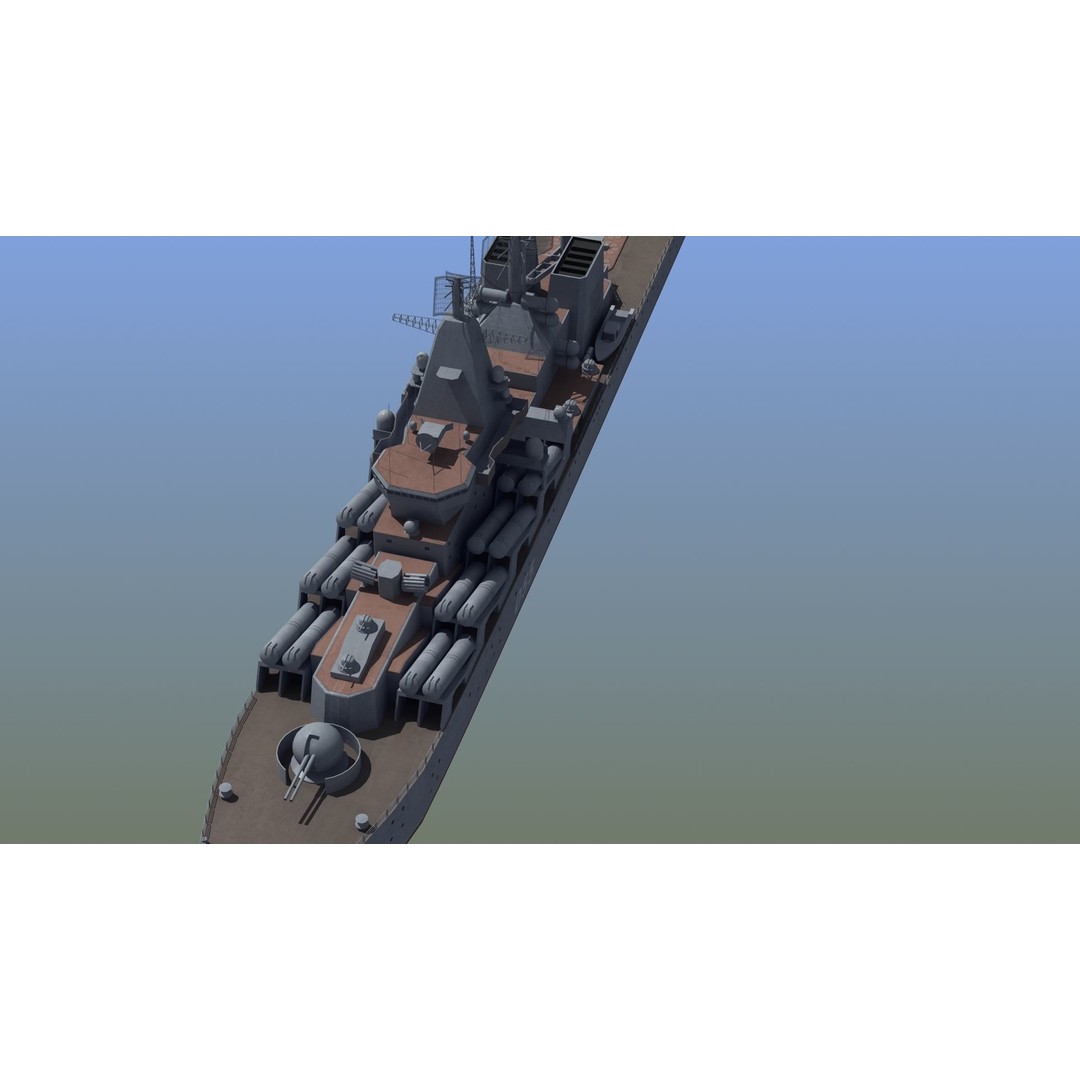 Russian Missile Cruiser 3D Model – Slava Class Naval Asset, FBX, PBR - View 24