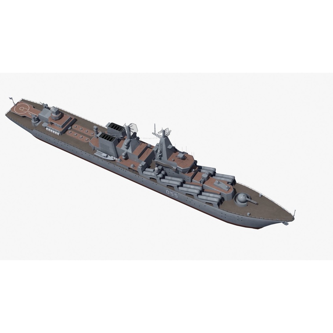 Russian Missile Cruiser 3D Model – Slava Class Naval Asset, FBX, PBR - View 25