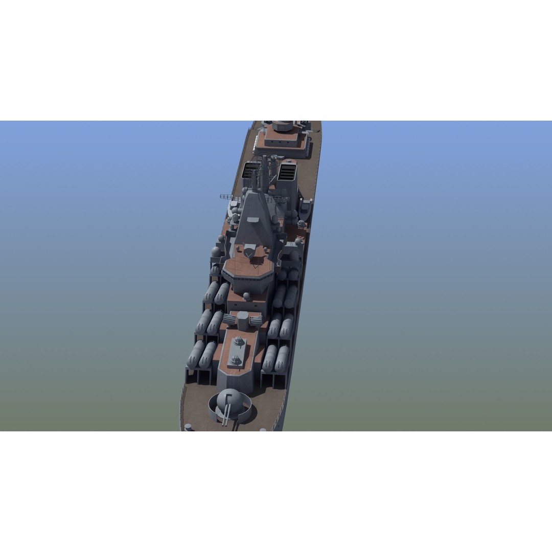 Russian Missile Cruiser 3D Model – Slava Class Naval Asset, FBX, PBR - View 26