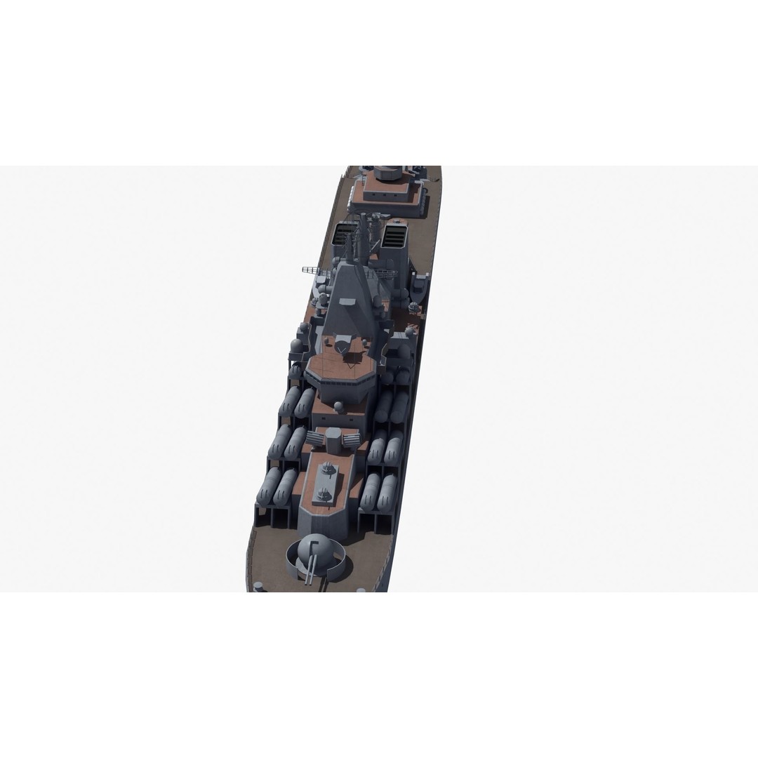 Russian Missile Cruiser 3D Model – Slava Class Naval Asset, FBX, PBR - View 29