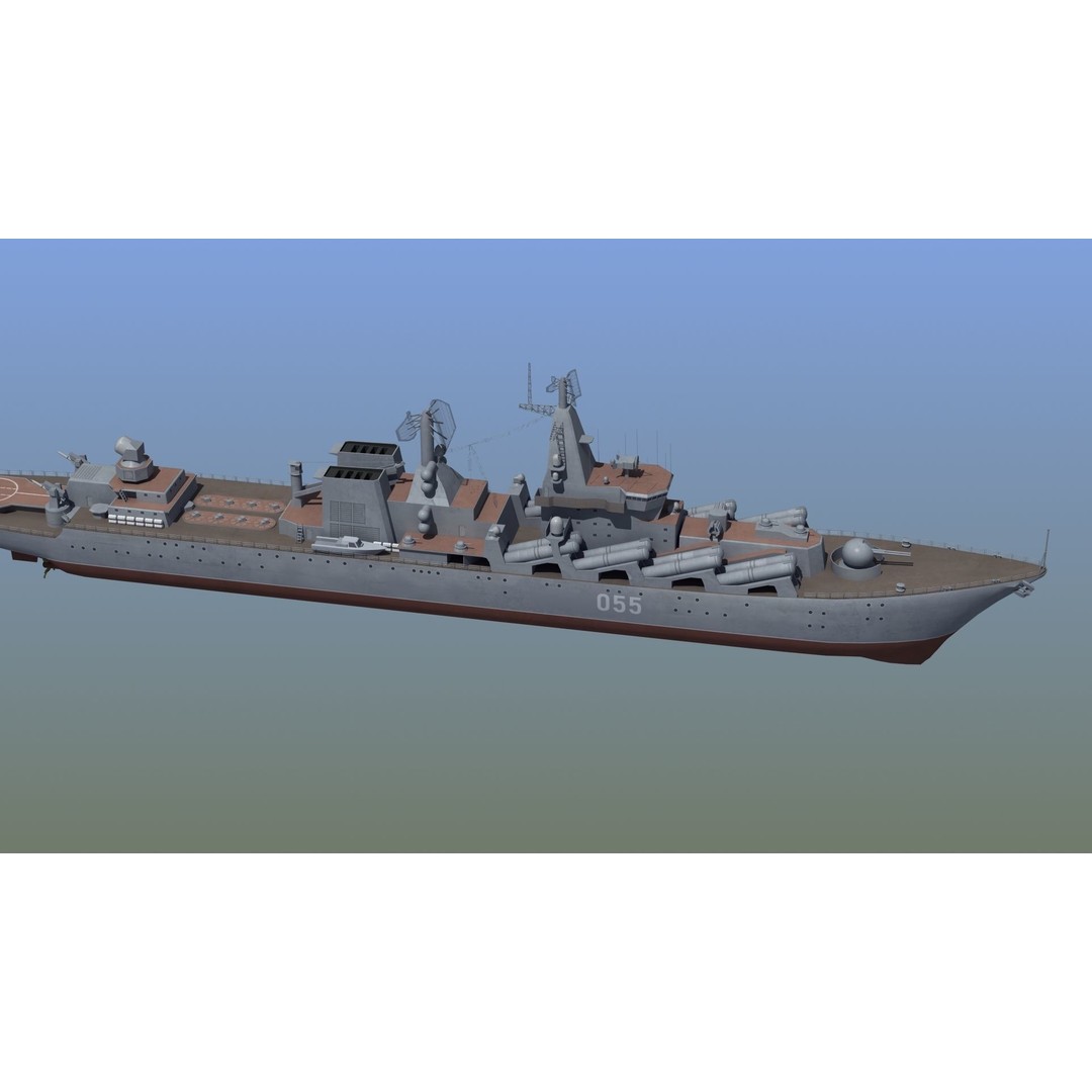 Russian Missile Cruiser 3D Model – Slava Class Naval Asset, FBX, PBR - View 3