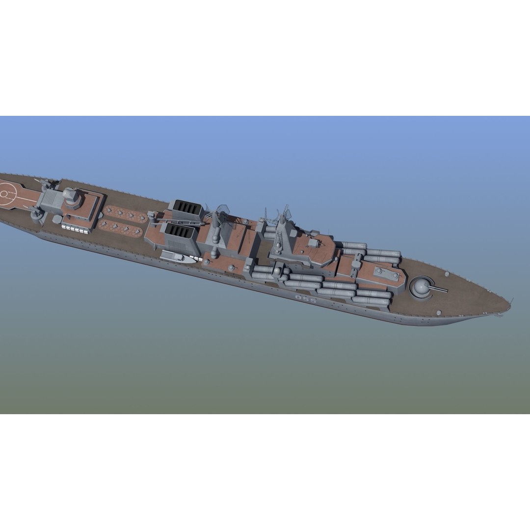 Russian Missile Cruiser 3D Model – Slava Class Naval Asset, FBX, PBR - View 30