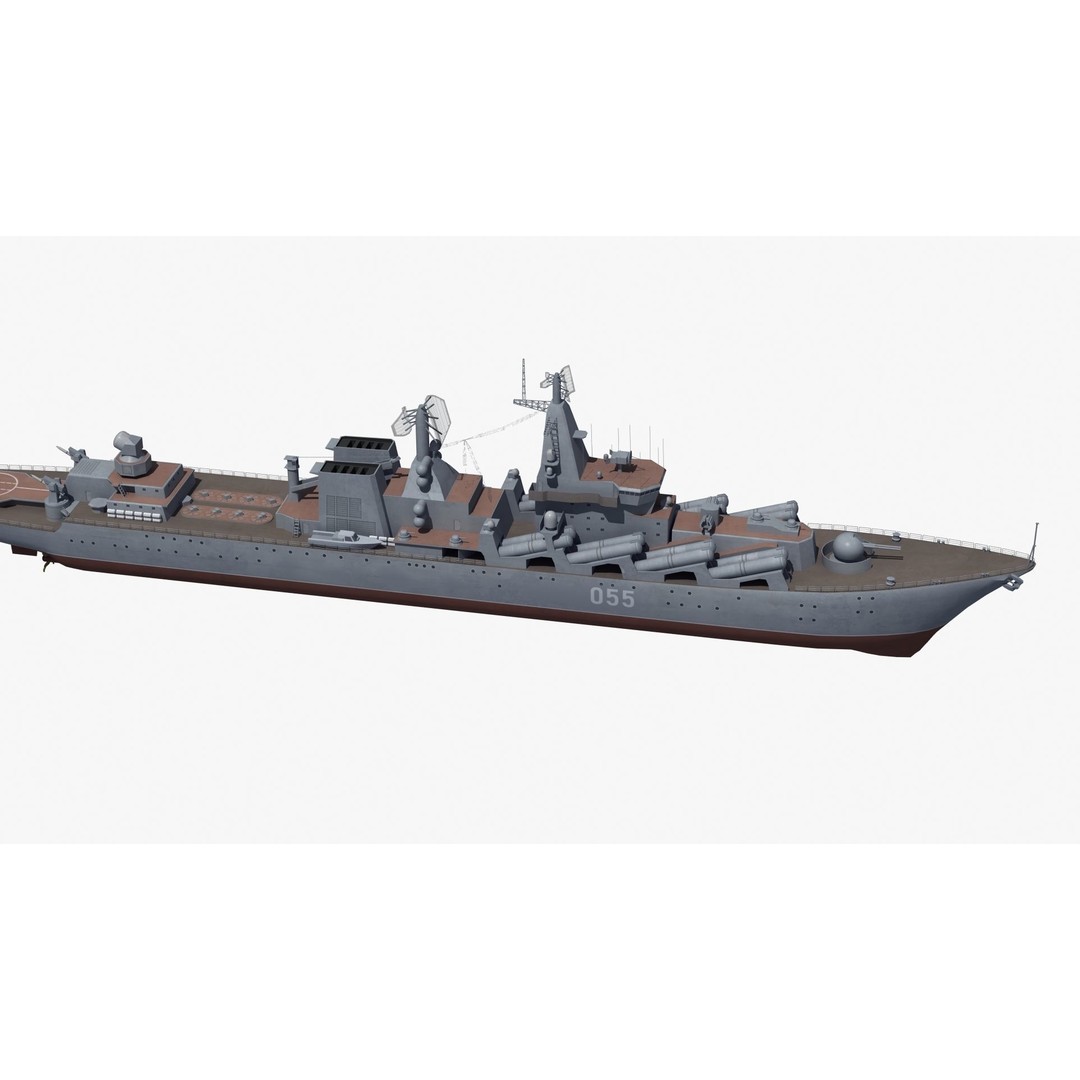 Russian Missile Cruiser 3D Model – Slava Class Naval Asset, FBX, PBR - View 34