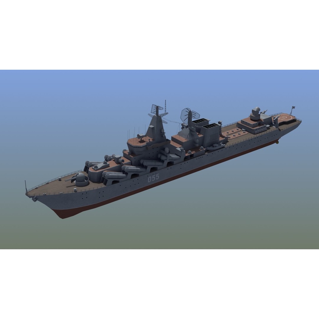 Russian Missile Cruiser 3D Model – Slava Class Naval Asset, FBX, PBR - View 36