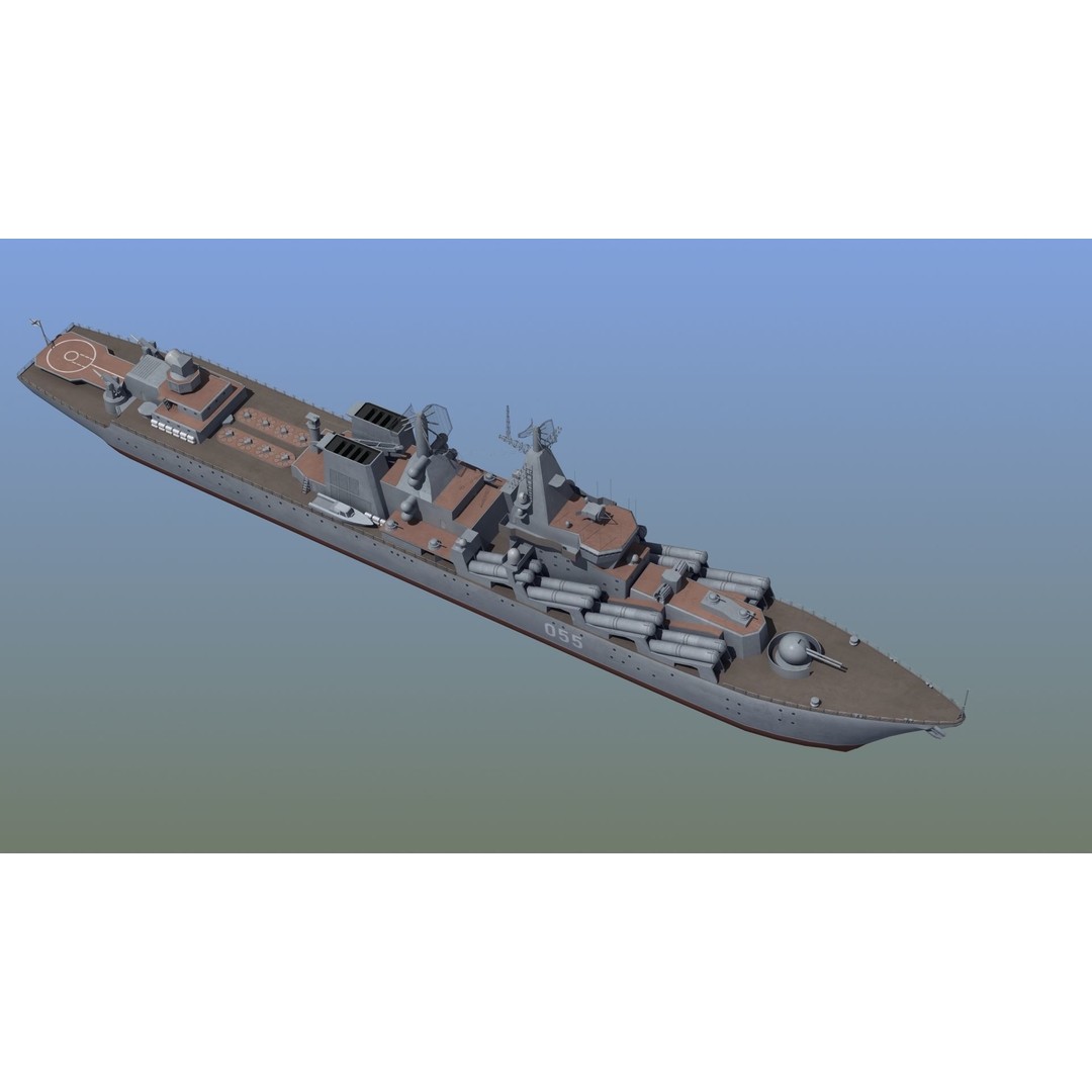 Russian Missile Cruiser 3D Model – Slava Class Naval Asset, FBX, PBR - View 38