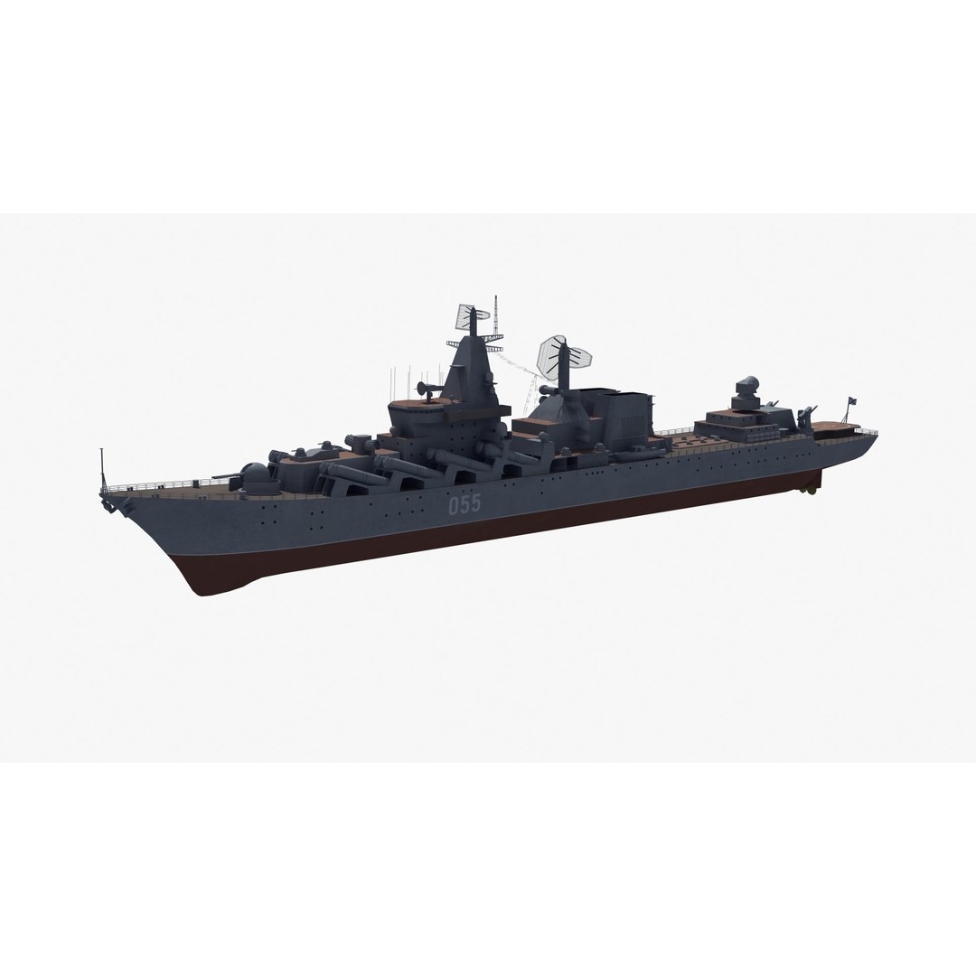 Russian Missile Cruiser 3D Model – Slava Class Naval Asset, FBX, PBR - View 4