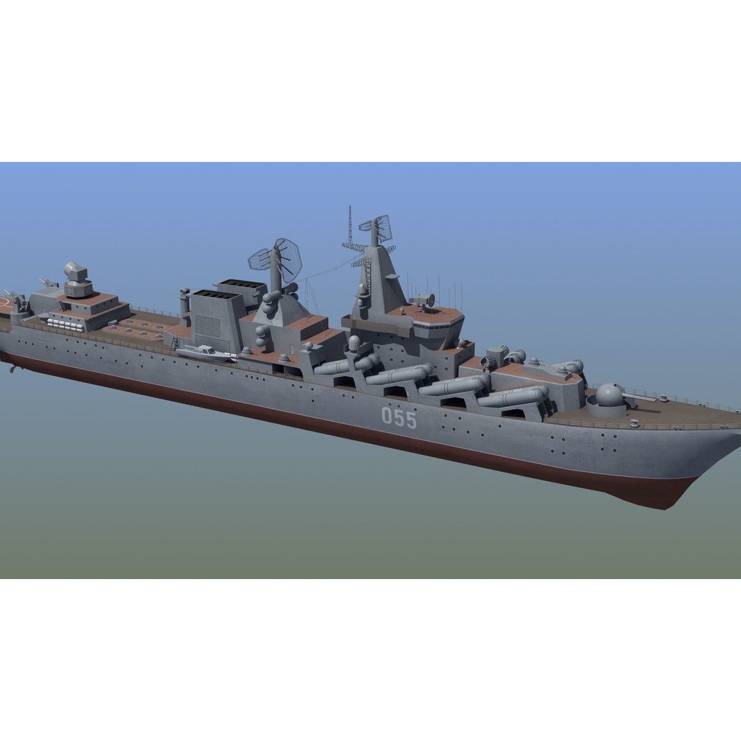 Russian Missile Cruiser 3D Model – Slava Class Naval Asset, FBX, PBR - View 5