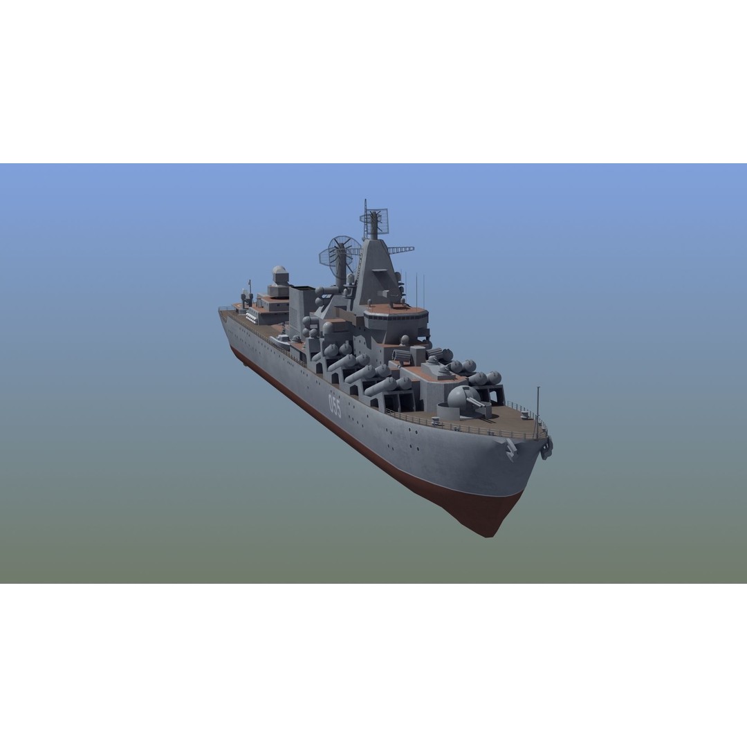 Russian Missile Cruiser 3D Model – Slava Class Naval Asset, FBX, PBR - View 6
