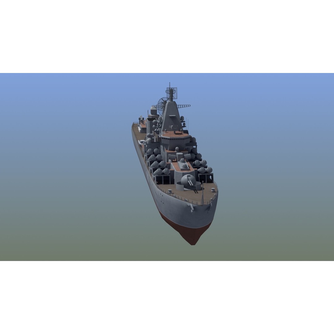 Russian Missile Cruiser 3D Model – Slava Class Naval Asset, FBX, PBR - View 7