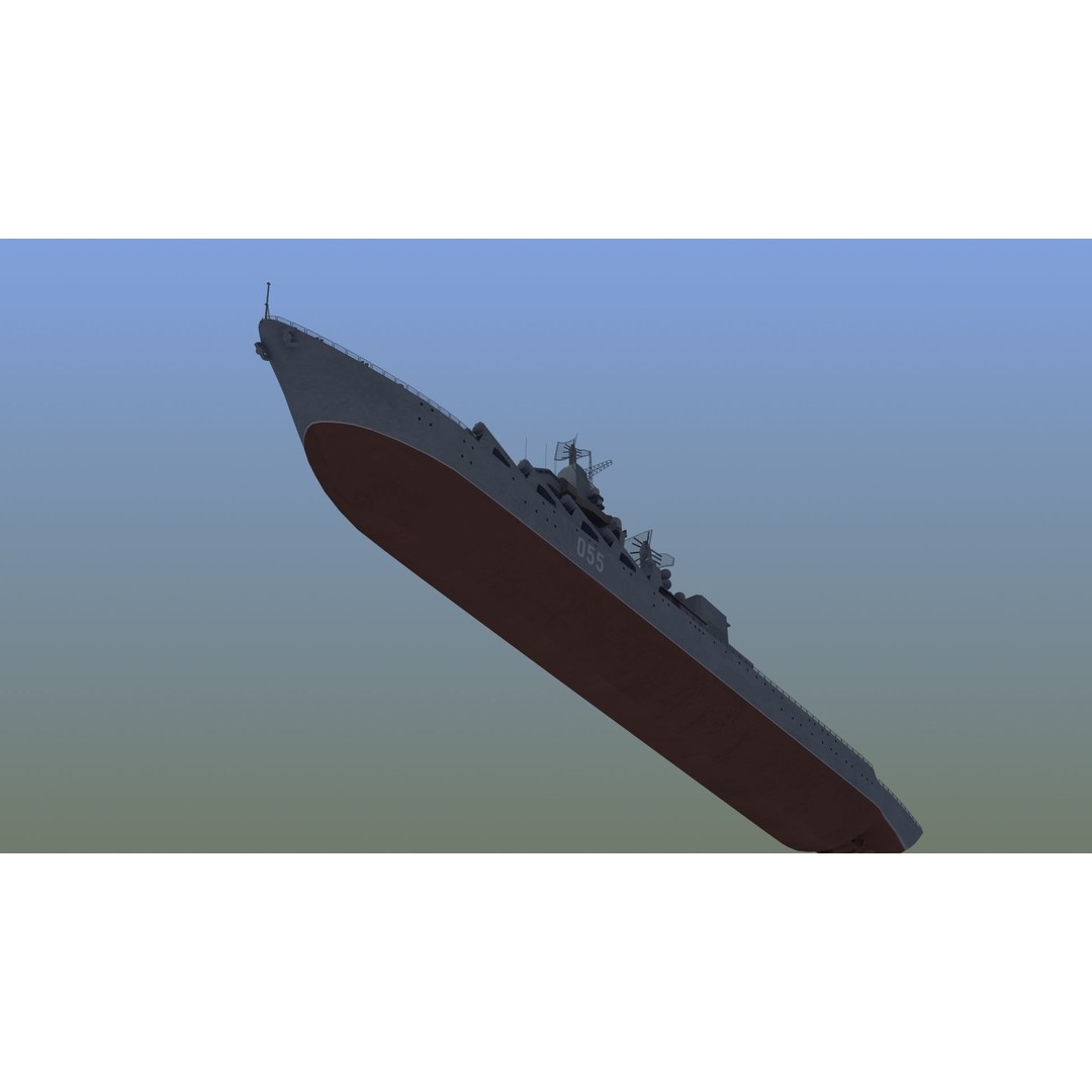 Russian Missile Cruiser 3D Model – Slava Class Naval Asset, FBX, PBR - View 8