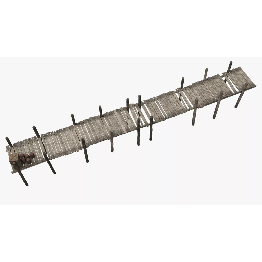 Arabian Dhow 3D Model – Traditional Wooden Vessel with Dock, FBX - View 10