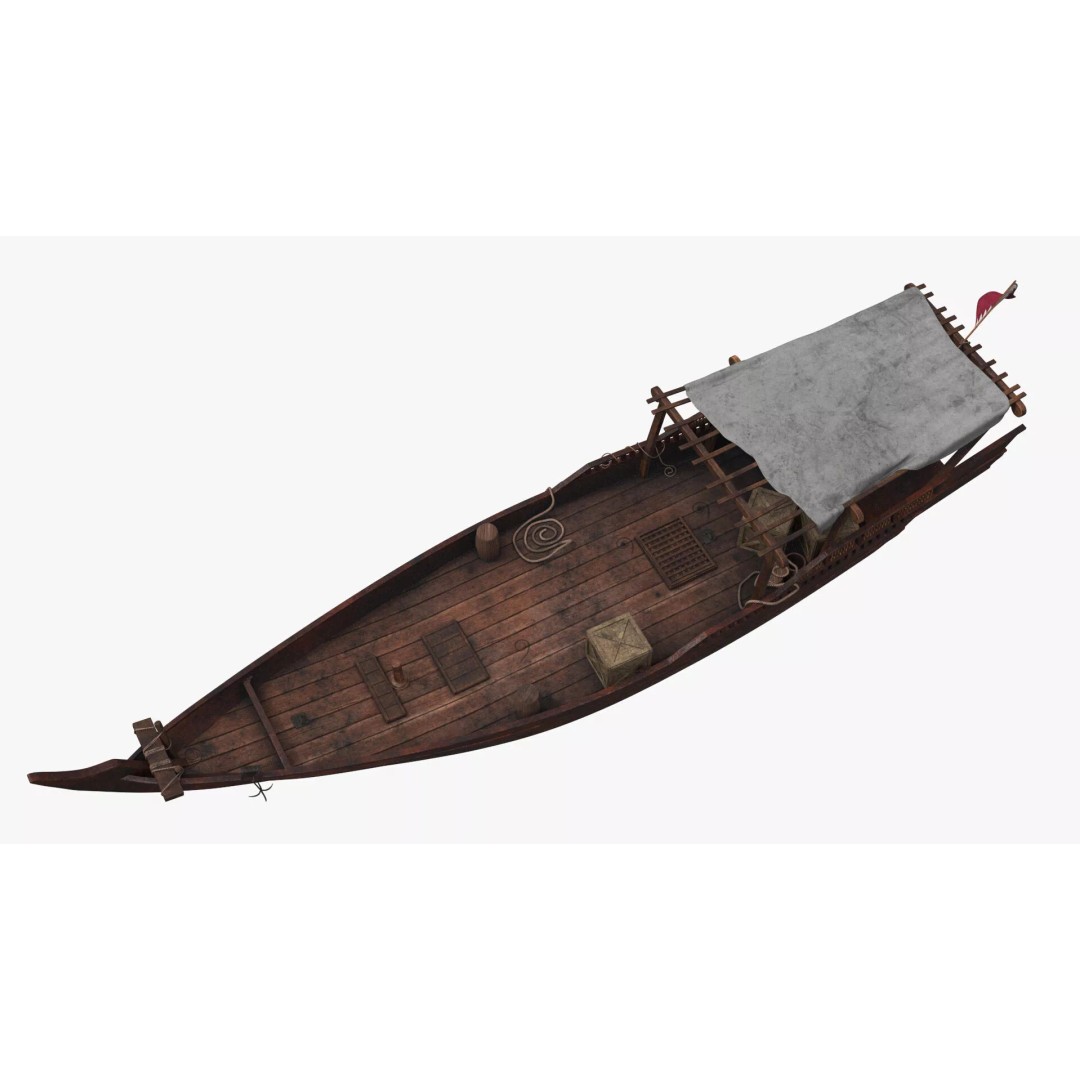 Arabian Dhow 3D Model – Traditional Wooden Vessel with Dock, FBX - View 13
