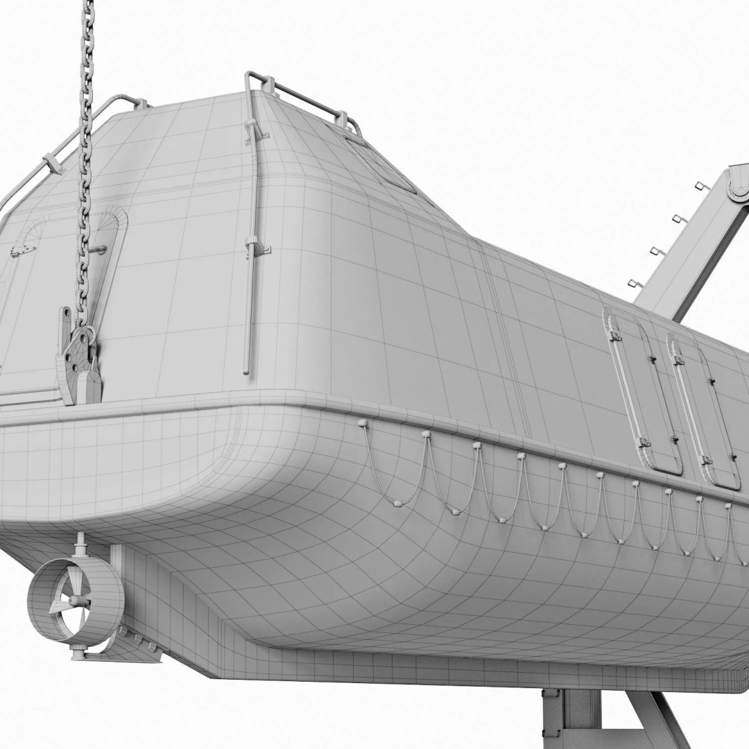 Freefall Lifeboat 3D Model – PBR Watercraft Asset, FBX & OBJ