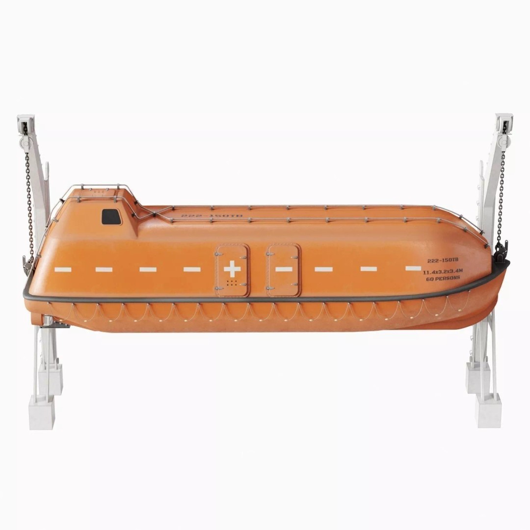 Freefall Lifeboat 3D Model – PBR Watercraft Asset, FBX & OBJ - View 3