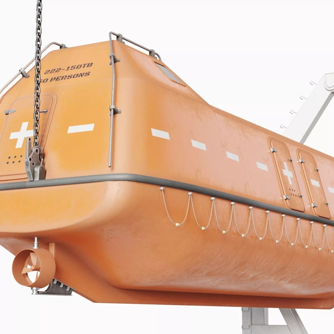 Freefall Lifeboat 3D Model – PBR Watercraft Asset, FBX & OBJ - View 5