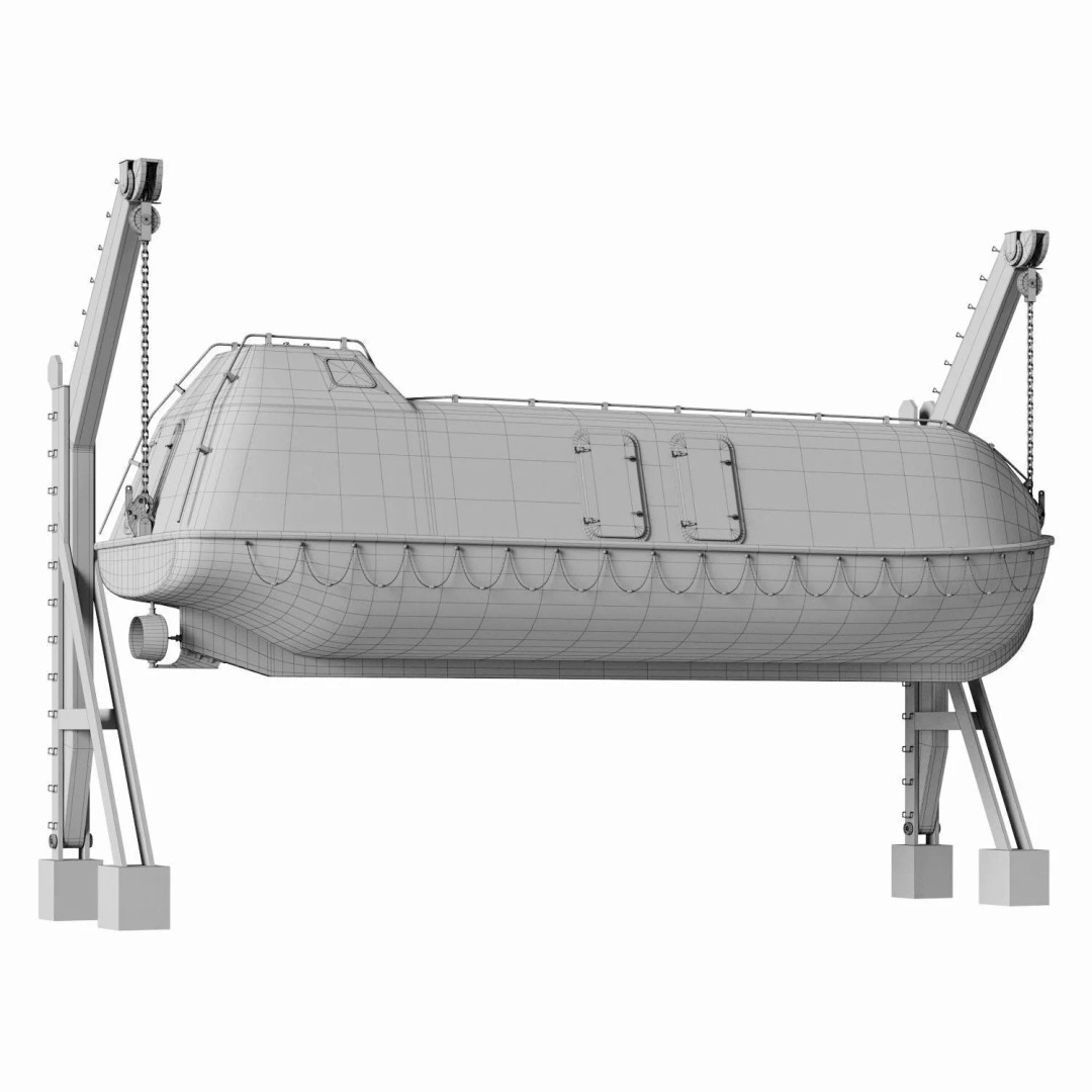 Freefall Lifeboat 3D Model – PBR Watercraft Asset, FBX & OBJ - View 7