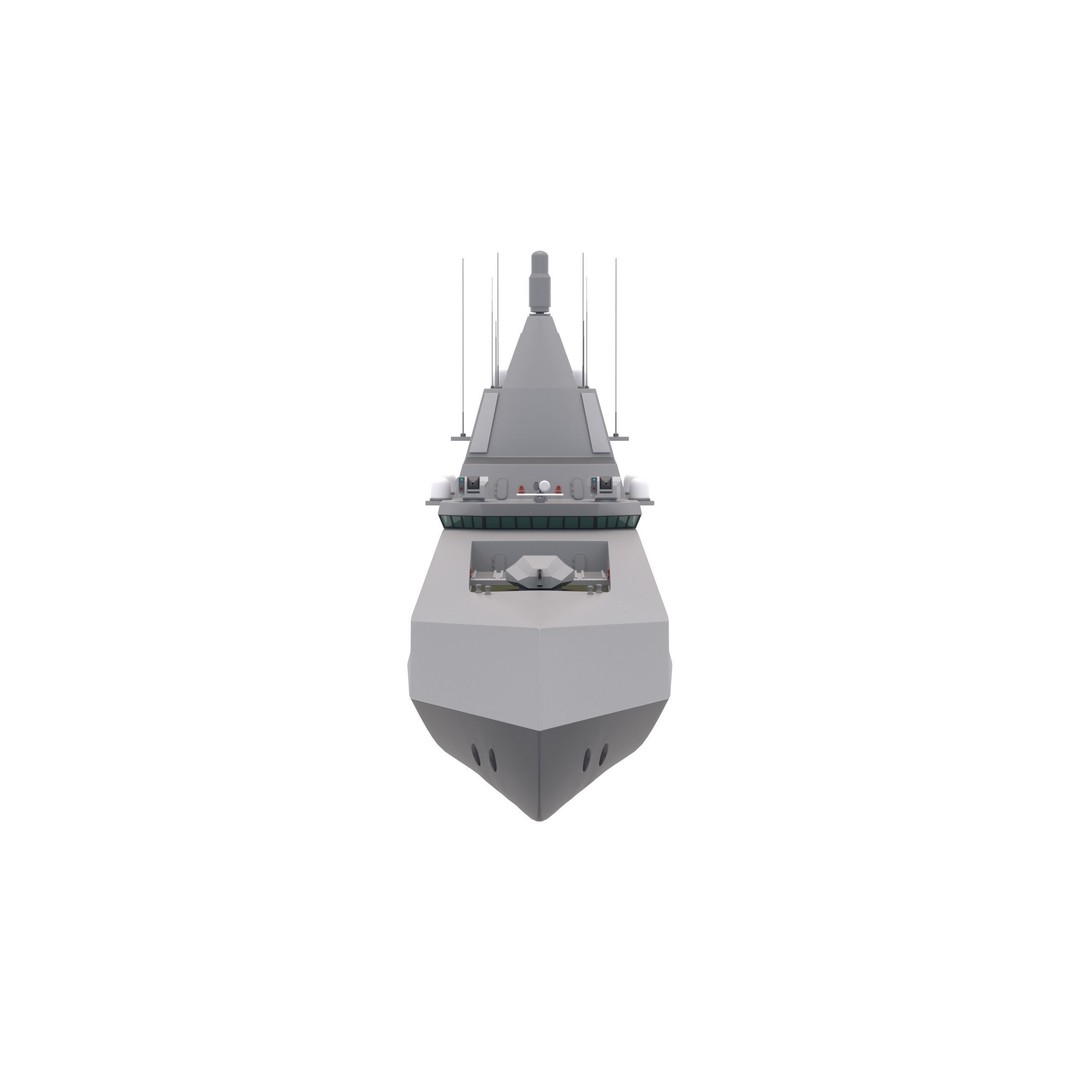 Stealth Navy Frigate 3D Model – High Detail Military Vessel, FBX, OBJ - View 5