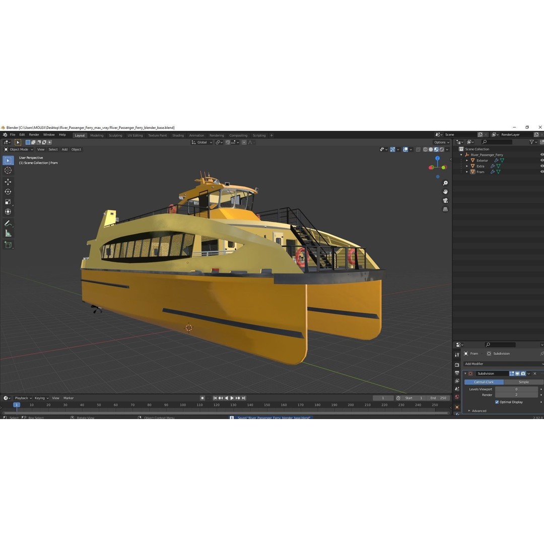 River Passenger Ferry 3D Model – High Quality PBR Asset, FBX, OBJ - View 26