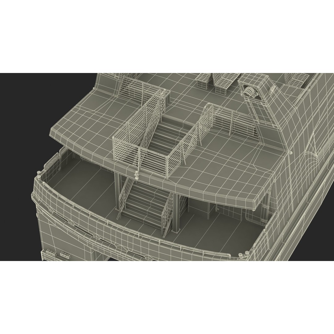 River Passenger Ferry 3D Model – High Quality PBR Asset, FBX, OBJ - View 35
