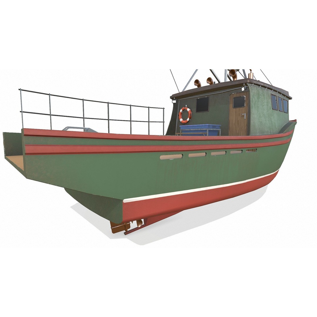 Fishing Boat 3D Model – Low Poly PBR Game Asset, FBX, OBJ - View 10