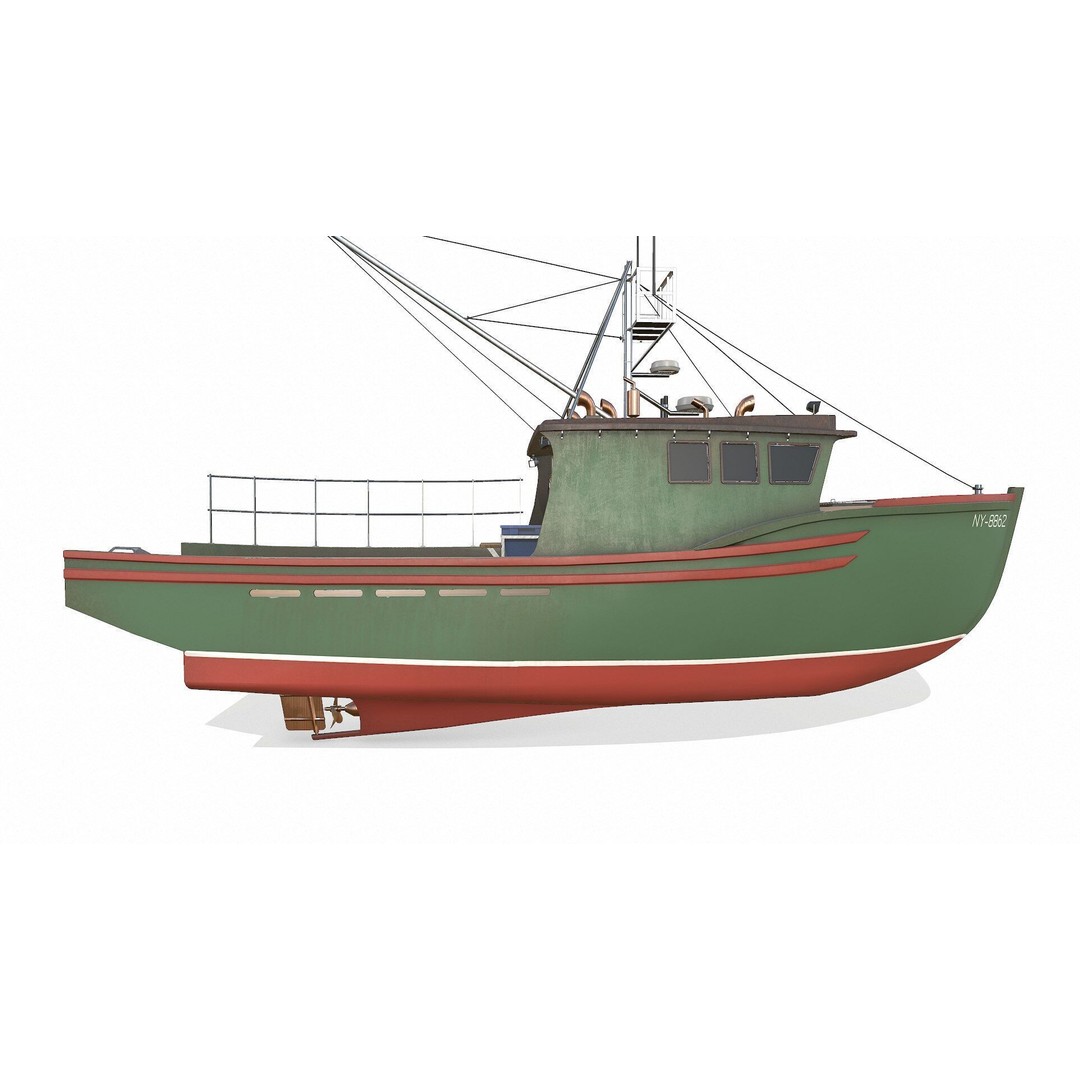 Fishing Boat 3D Model – Low Poly PBR Game Asset, FBX, OBJ - View 12