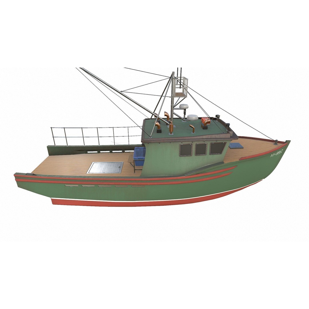 Fishing Boat 3D Model – Low Poly PBR Game Asset, FBX, OBJ - View 13