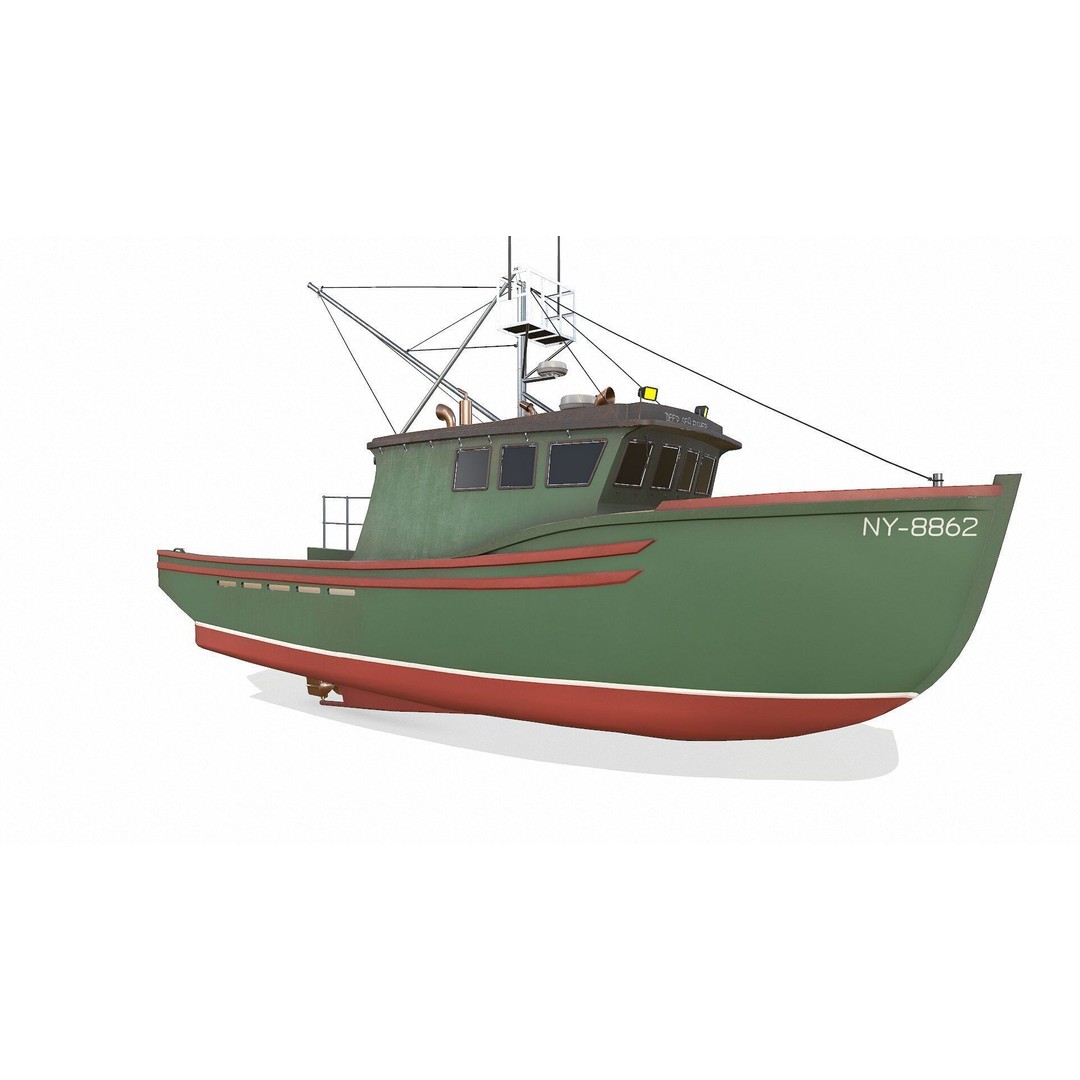 Fishing Boat 3D Model – Low Poly PBR Game Asset, FBX, OBJ - View 14