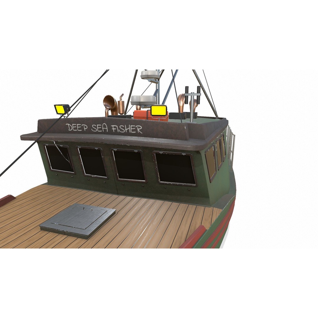 Fishing Boat 3D Model – Low Poly PBR Game Asset, FBX, OBJ - View 17
