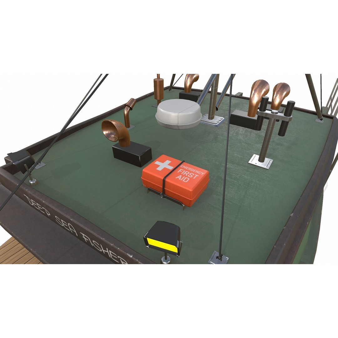Fishing Boat 3D Model – Low Poly PBR Game Asset, FBX, OBJ - View 18
